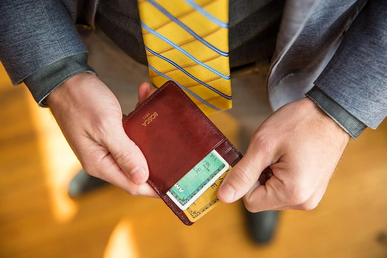 Bosca Old Leather RFID Blocking Front Pocket Wallet with Magnetic Money Clip - Leather Wallet for Men
