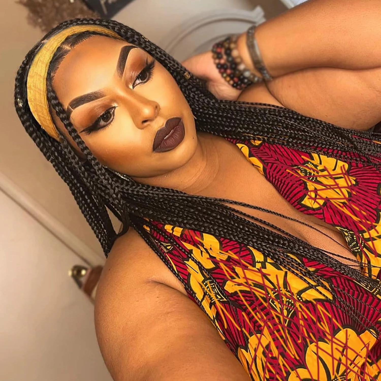Box Braid Wigs for Black Women - Braided Headband, Faux Locs, Ponytail, Goddess Braids, Crochet Hair Wig