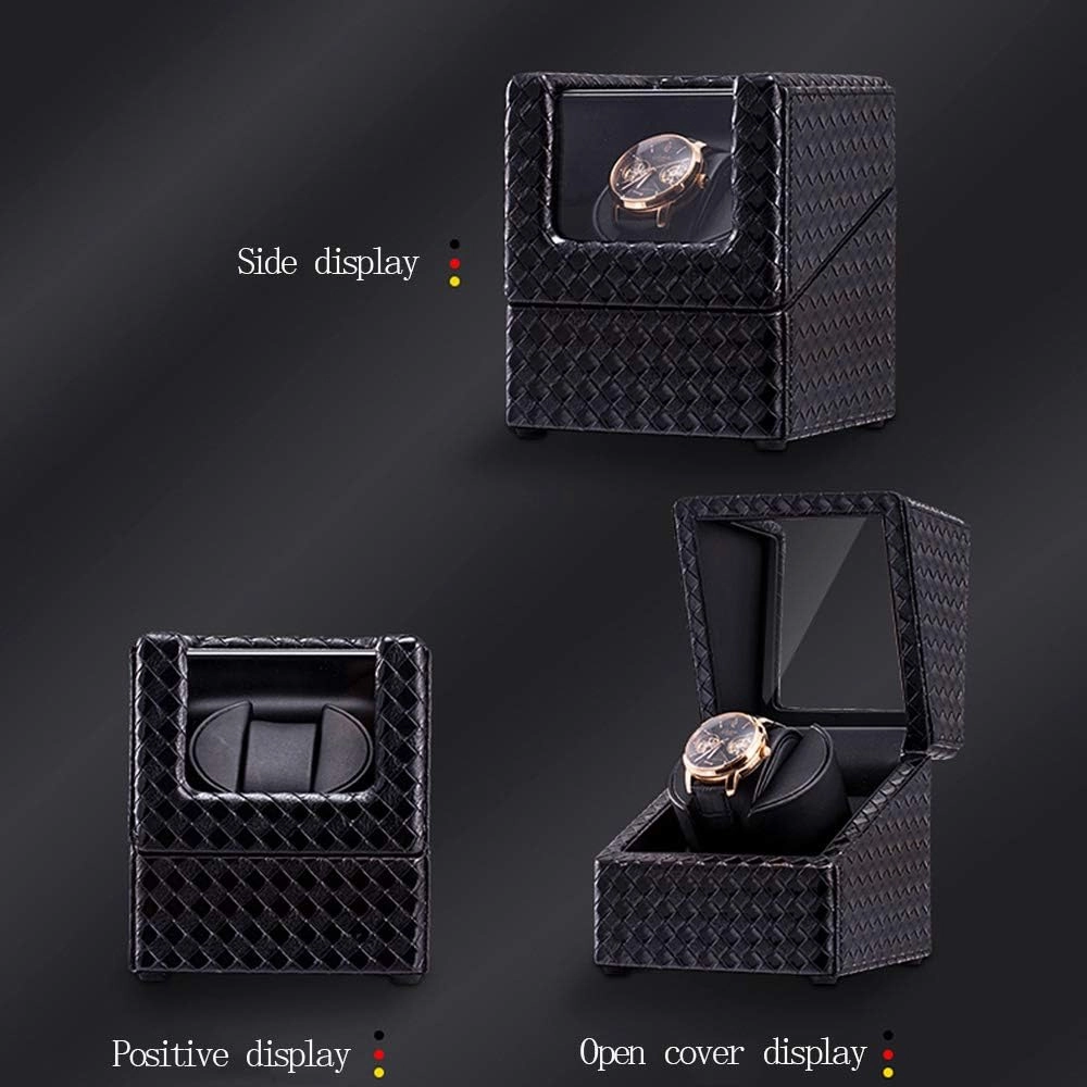 Brown/Black/Blue Watch Shaker Mechanical Watch Simple Winding Rotator Mini Single-Position Rotator 45 Degree Natural Gravity Winding Mode Battery Plug-in Dual Purpose