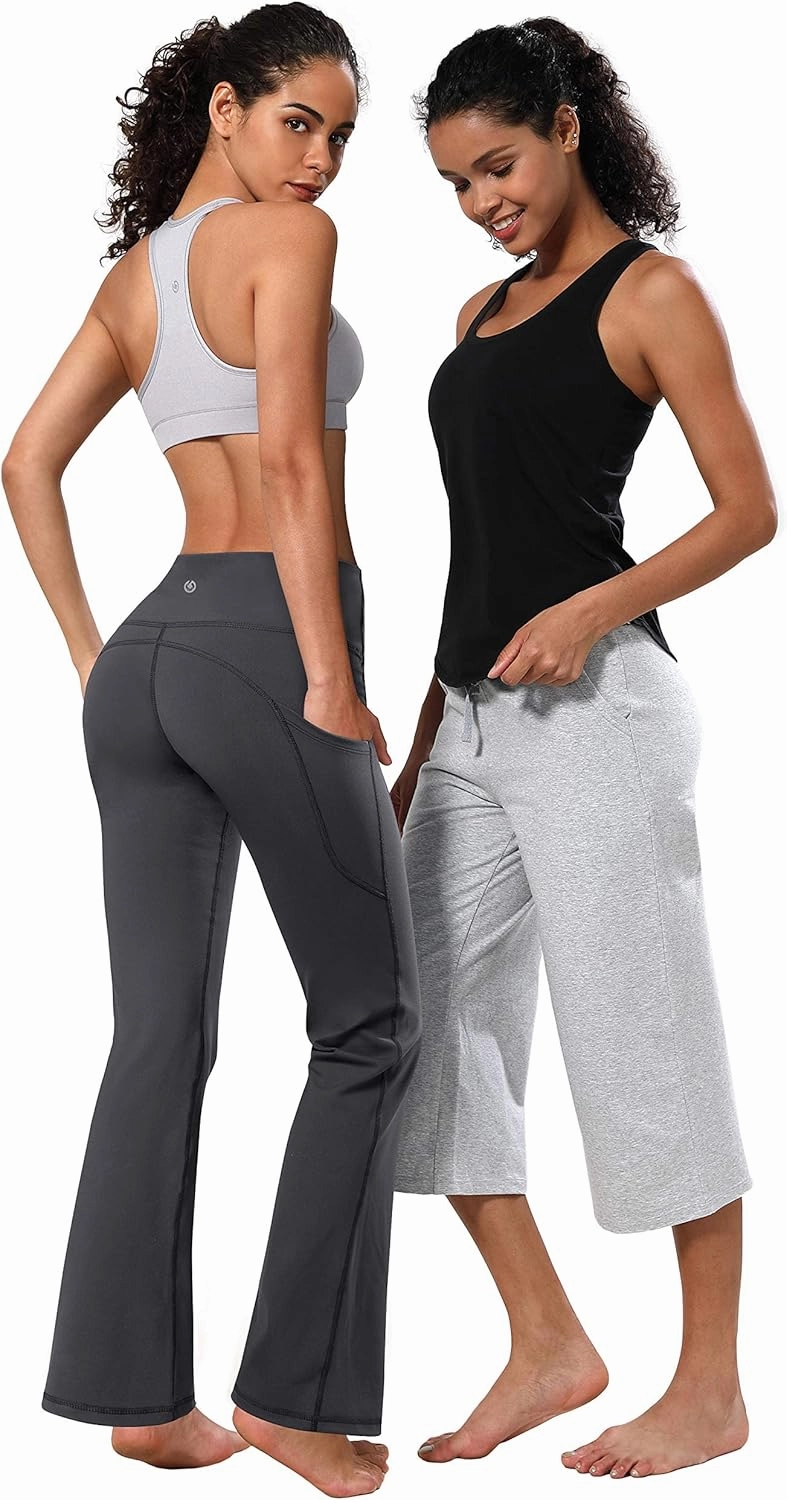 BUBBLELIME 29"/31"/33"/35"/37" Women Bootleg/Wide Legs High Waist Yoga Pants Tummy Control Bootcut Workout Flared Out Pockets