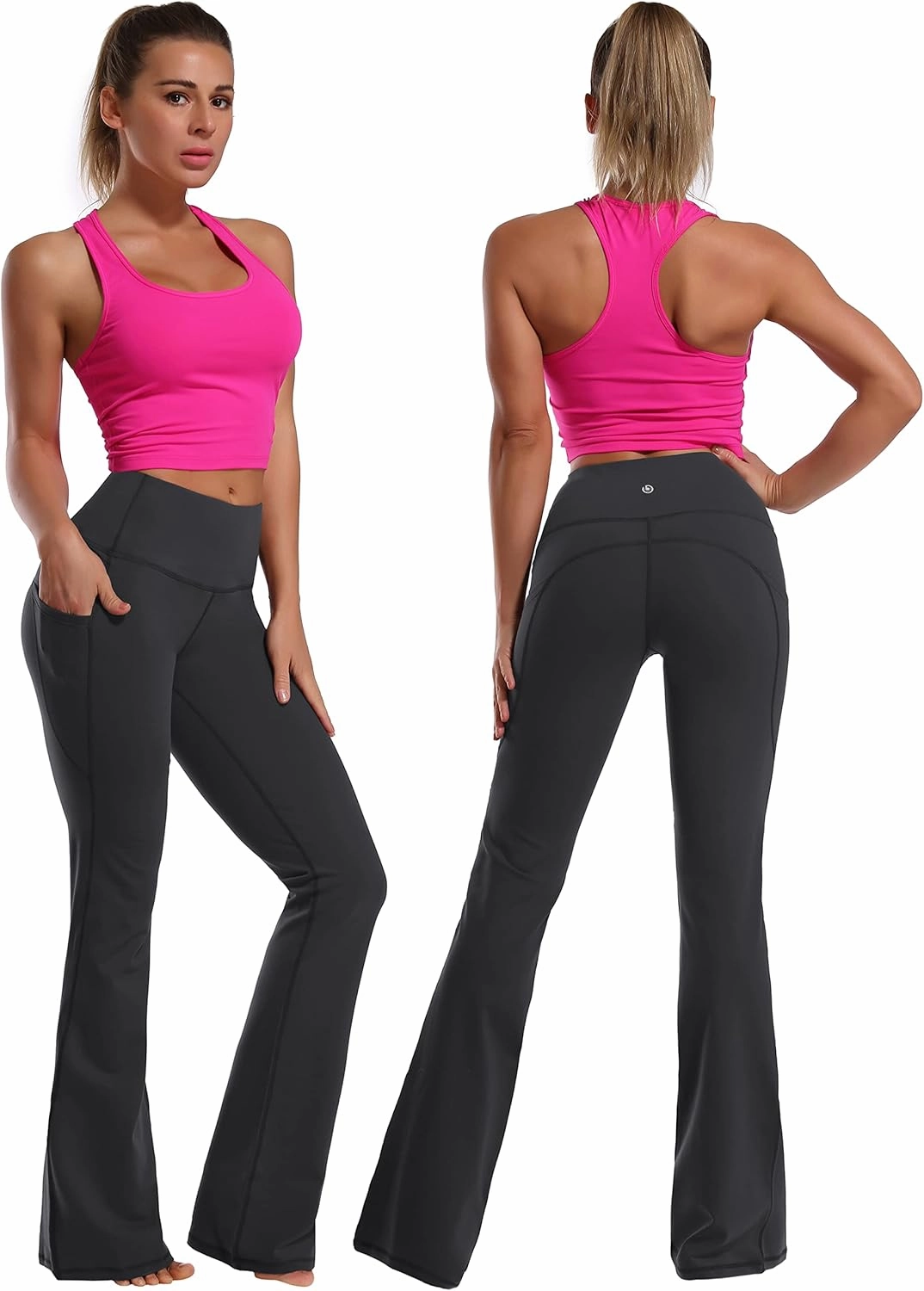 BUBBLELIME 29"/31"/33"/35"/37" Women Bootleg/Wide Legs High Waist Yoga Pants Tummy Control Bootcut Workout Flared Out Pockets