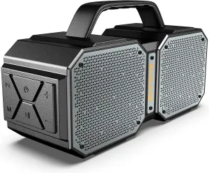 BUGANI Bluetooth Speaker, Shock Portable Bluetooth Speaker, Bluetooth 5.3, Waterproof, Wireless Speakers, 60W Super Power, Outdoor Speaker, Black (New Model)