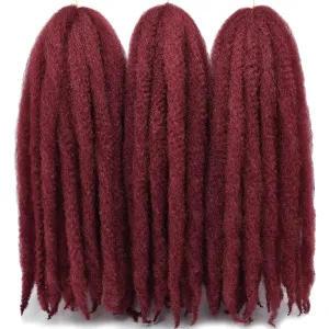 Burgundy 24 inch Cuban Twist hair Marley Twist Braiding Hair for Black Woman (#Burgundy, 3Packs-24 Inch)