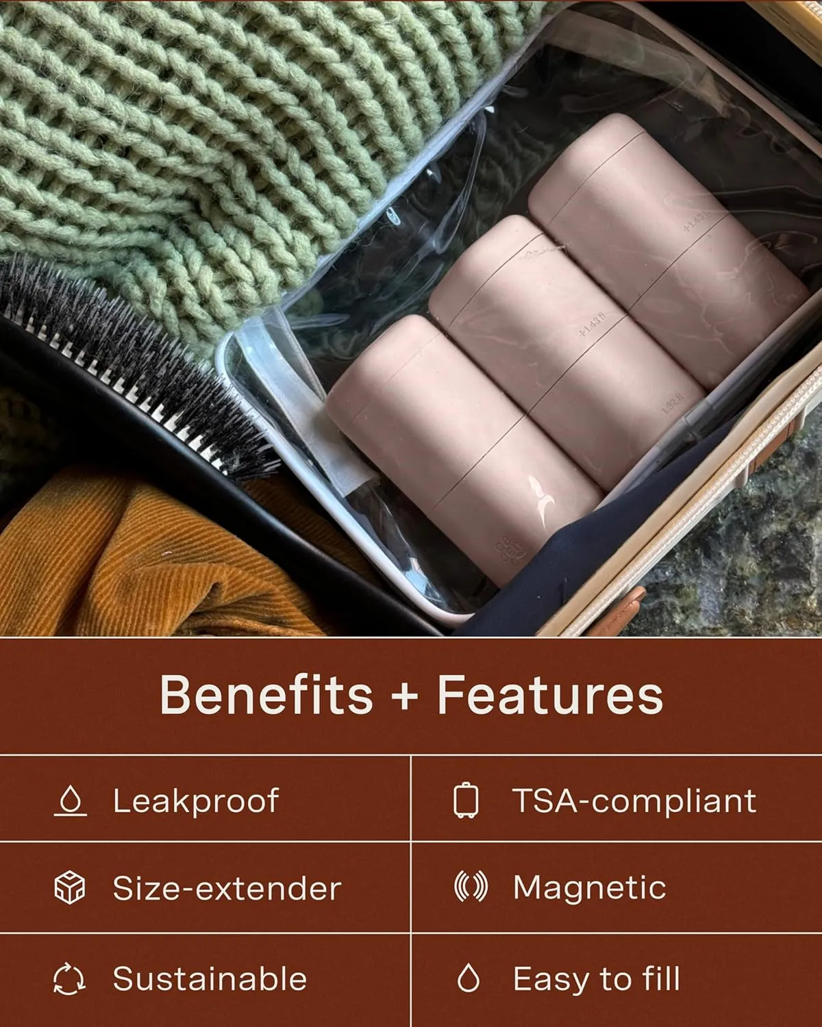 Cadence Extender - Add On to Any Flex Capsule Container - Adds Additional 1.43 Fl Oz - 3 Pack - Petal