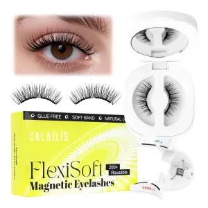 CALAILIS Magnetic Eyelashes with Applicator Upgrade Soft Magnetic Eyelashes Natural Look Reusable Magnet Lashes Kit No Glue Needed Easy to Wear and Remove (M24)