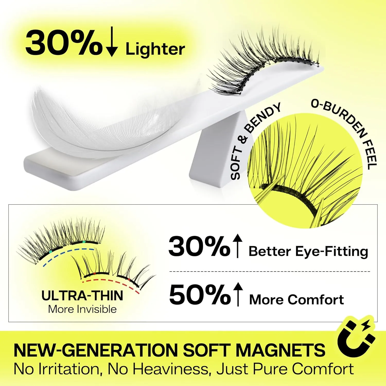 CALAILIS Magnetic Eyelashes with Applicator Upgrade Soft Magnetic Eyelashes Natural Look Reusable Magnet Lashes Kit No Glue Needed Easy to Wear and Remove (M24)