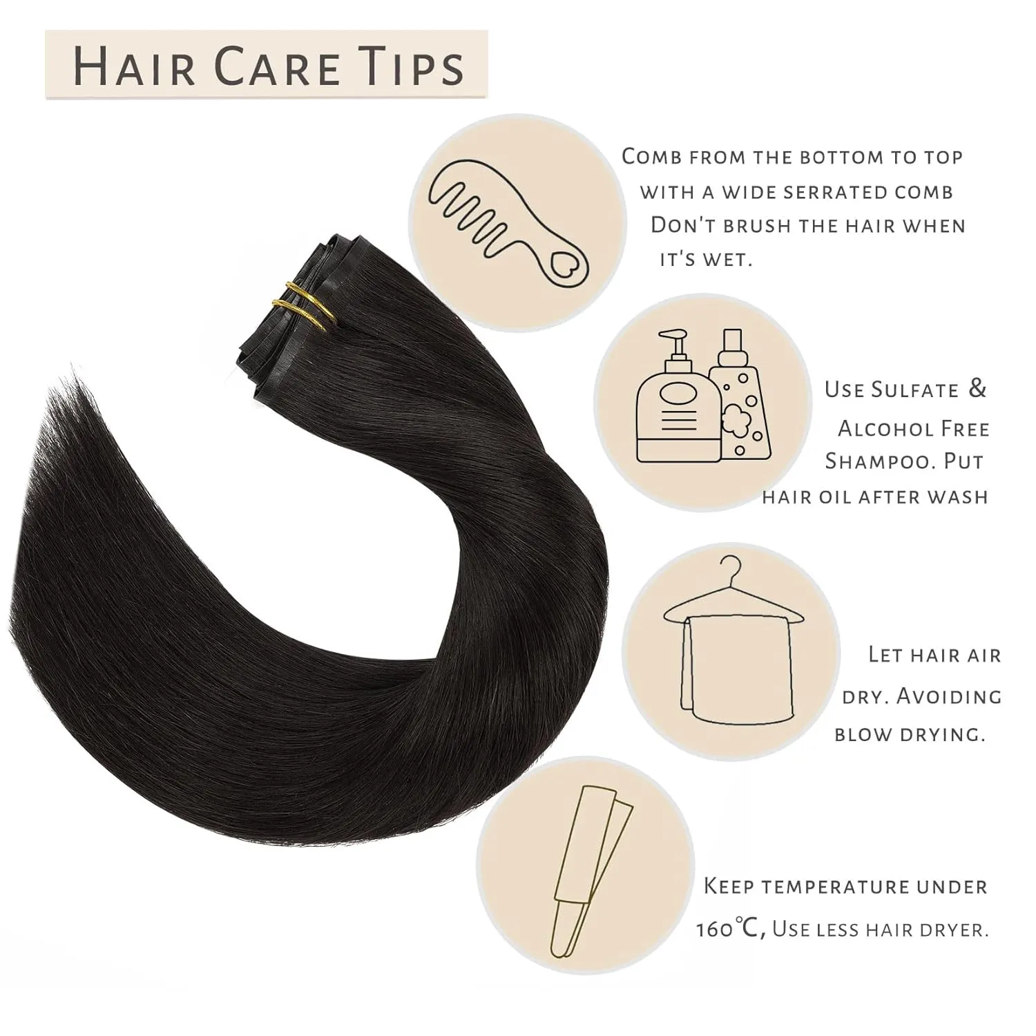 Caliee 18Inch Clip in Hair Extensions Real Human Hair Color 1B Natural Black Double Weft PU Clip in Hair Extensions Straight Soft Natural Hair Clip in Hair Extensions for Woman 7Pcs 110Gram