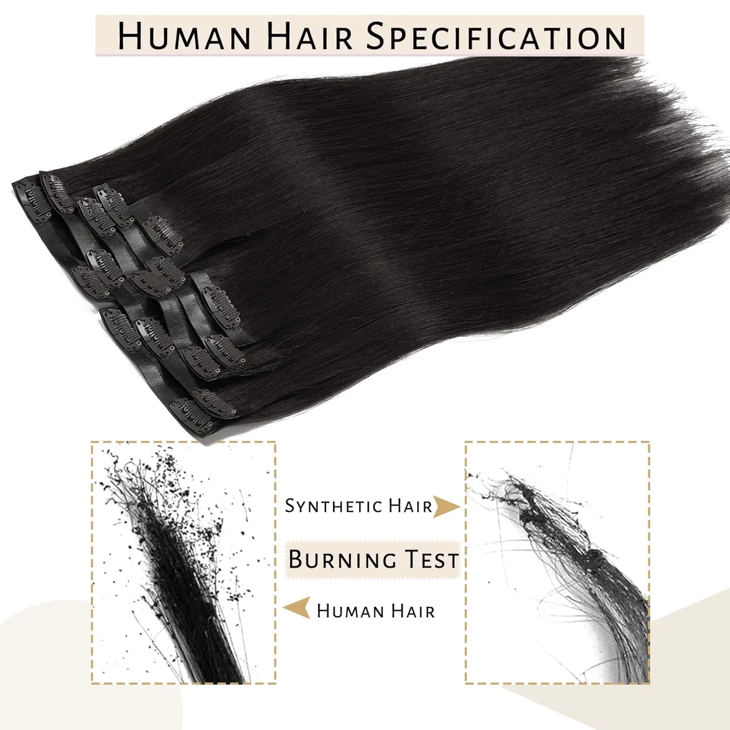 Caliee 18Inch Clip in Hair Extensions Real Human Hair Color 1B Natural Black Double Weft PU Clip in Hair Extensions Straight Soft Natural Hair Clip in Hair Extensions for Woman 7Pcs 110Gram