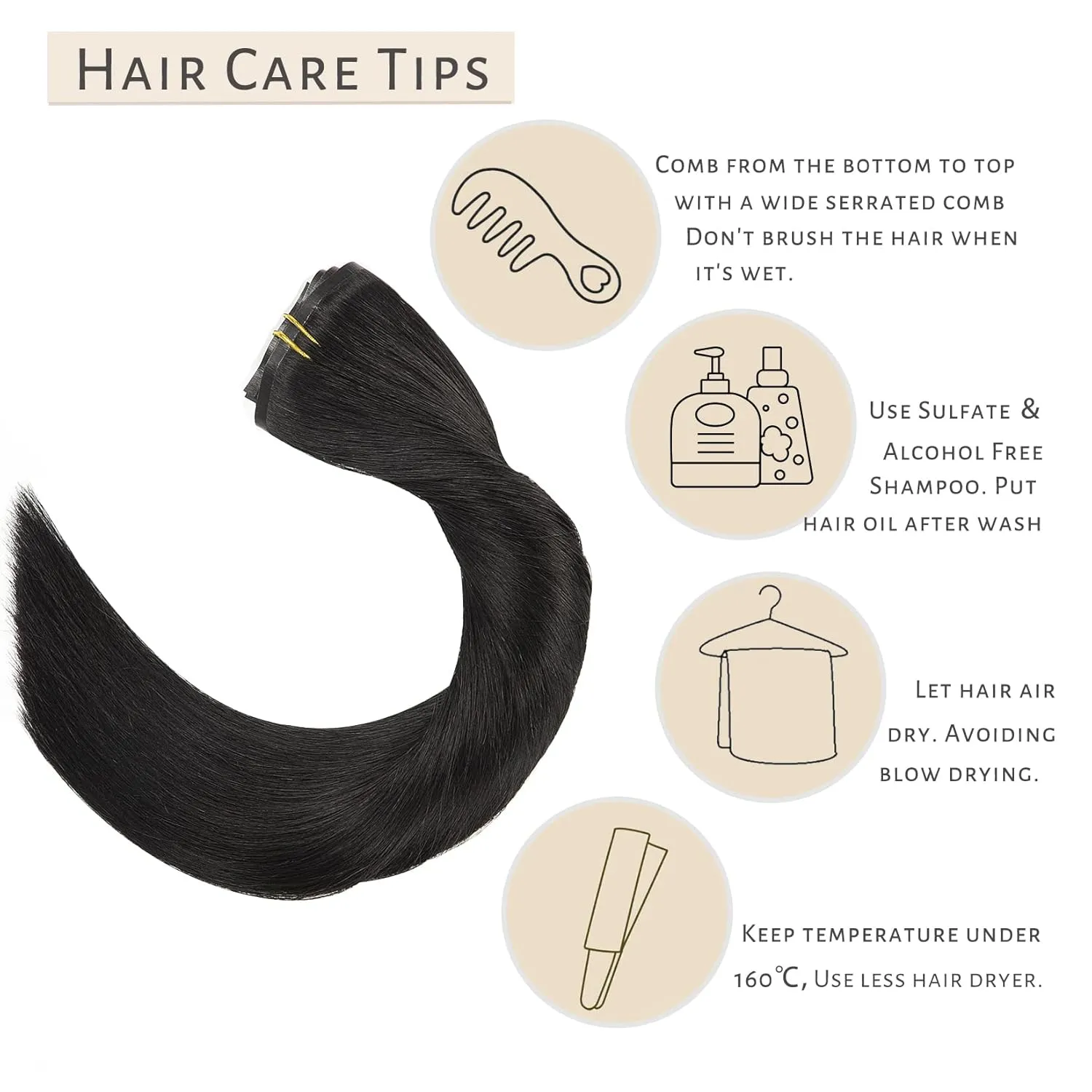 Caliee Clip in Hair Extensions Real Human Hair 14Inch Invisible Seamless Clip in Human Hair Extensions PU Skin Weft Color 1 Jet Black Human Hair Clip ins for Women Silky Straight 7PCS 110G