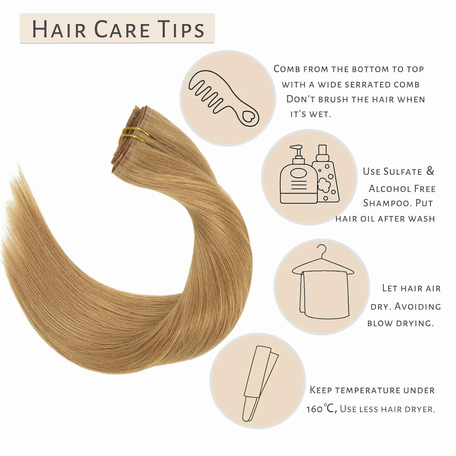 Caliee Seamless Clip in Human Hair Extensions 14Inch Color Caramel Blonde Ultra Thin PU Weft Remy Real Hair Straight Clip in Hair Extensions Silky Straight 110G