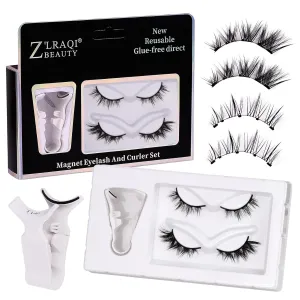 Cat Eye Magnetic Eyelashes 2 Pairs - No Glue Needed, Reusable Wispy Lashes with Applicator | Beginner Friendly Easy Apply & Remove
