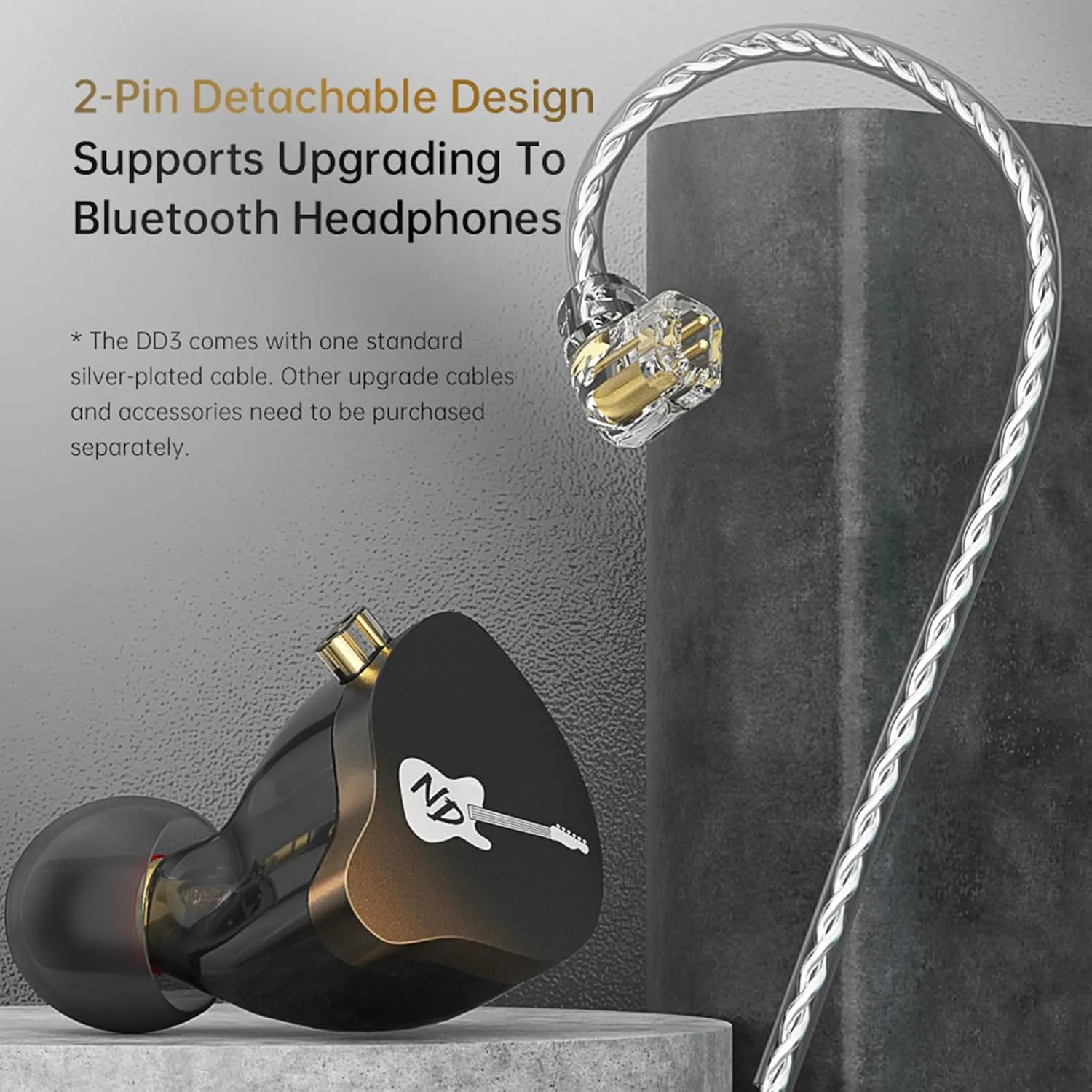 CCA ND DD3 4 Tone Adjustable in Ear Monitor Headphones, Dual Cavity Dual Magnetic Dynamic IEM Earphones, Clear Sound & Deep Bass Earphones Wired, Gaming Earbuds with 2pin Detachable Cable