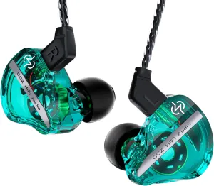 CCZ DC01 Pro in Ear Monitor, iems for Gaming, Professional Gaming Earbuds Super Bass Wired Earphones Headphones with 1DD, Patent Ear fins, Patent Ear tips, for Singers Musicians (Cyan without mic)