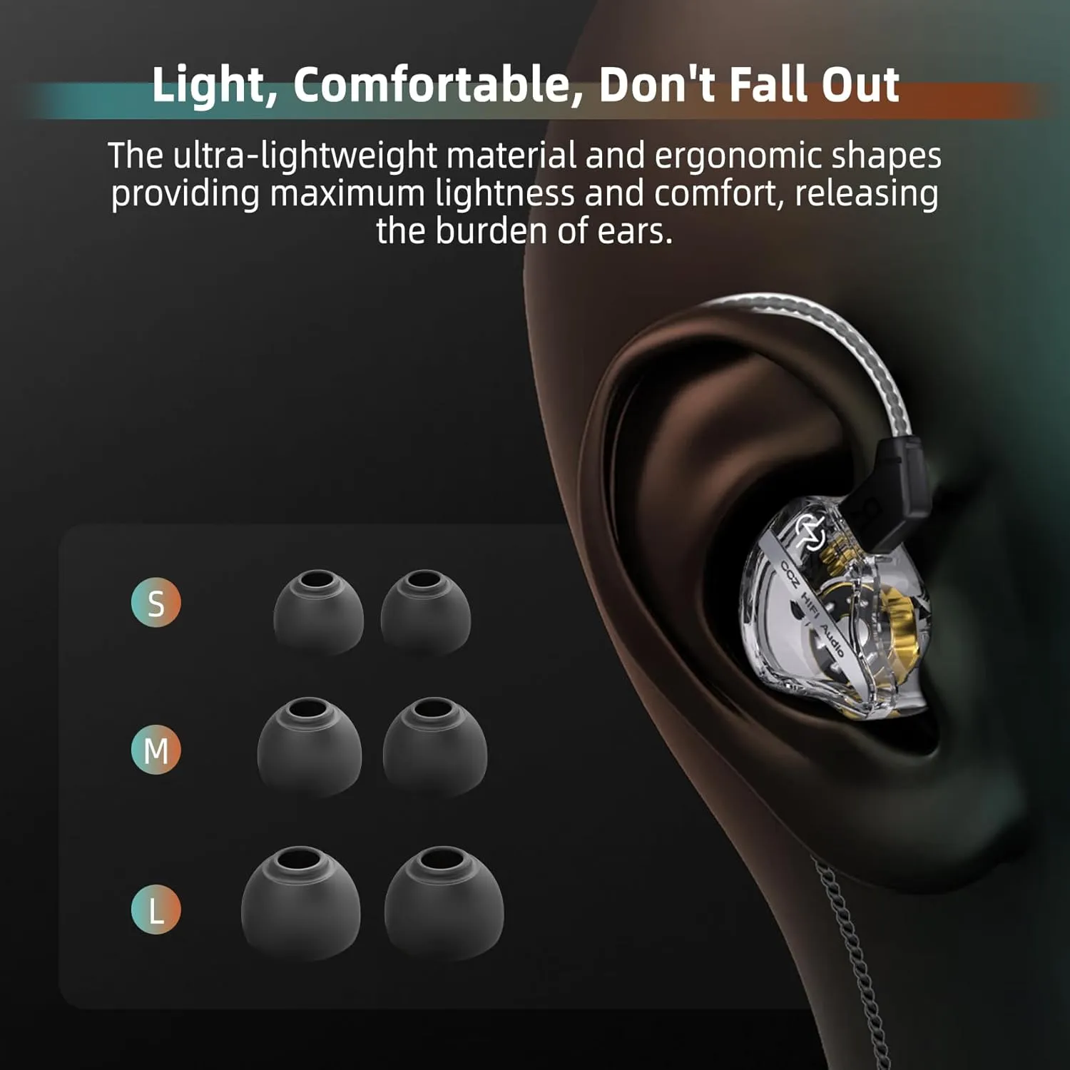 CCZ DC01 Pro in Ear Monitor, iems for Gaming, Professional Gaming Earbuds Super Bass Wired Earphones Headphones with 1DD, Patent Ear fins, Patent Ear tips, for Singers Musicians (Cyan without mic)
