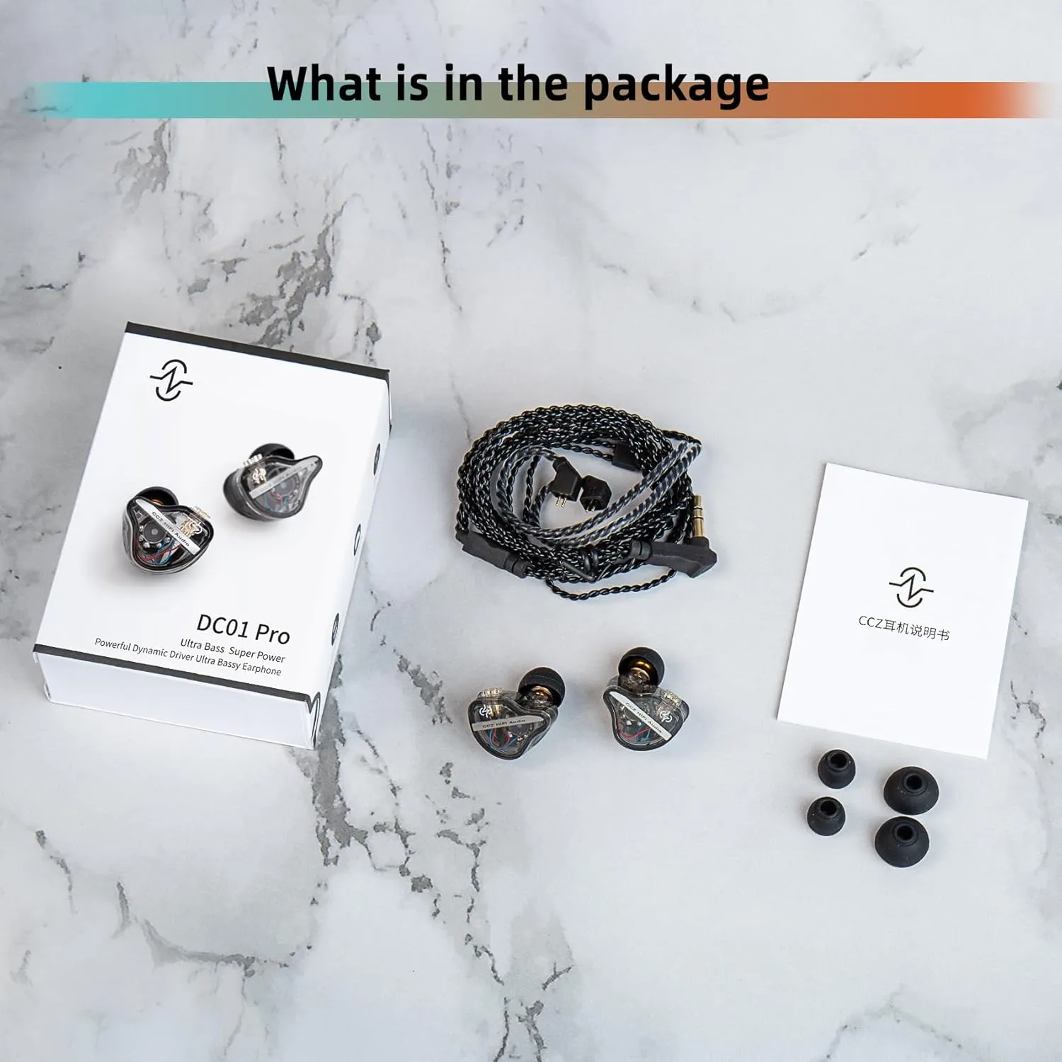 CCZ DC01 Pro in Ear Monitor, iems for Gaming, Professional Gaming Earbuds Super Bass Wired Earphones Headphones with 1DD, Patent Ear fins, Patent Ear tips, for Singers Musicians (Cyan without mic)