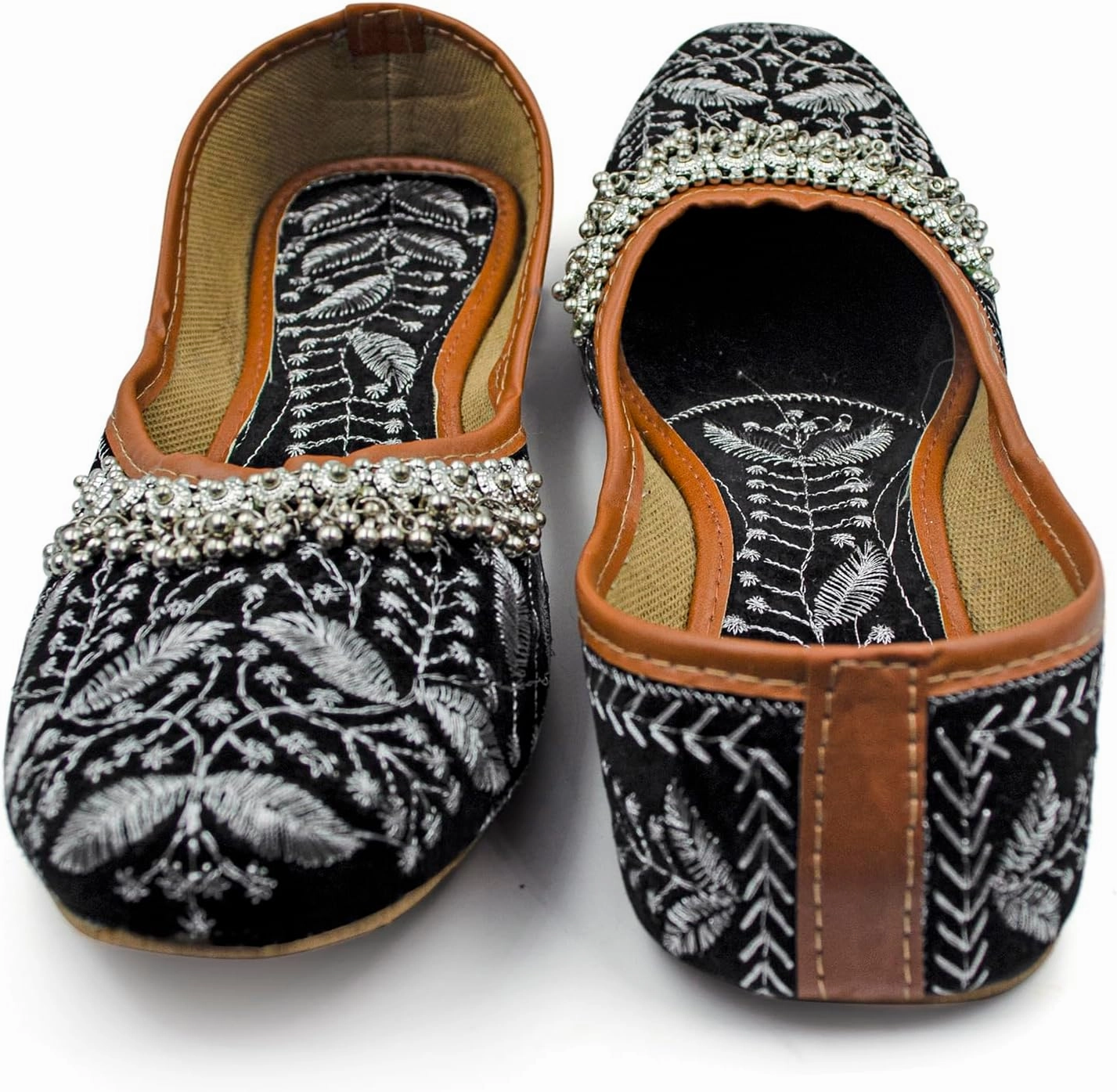 Chandrakala Payal Mojaris for Women, Flats Punjabi Jutti Embellished Khussa (WF154-P)