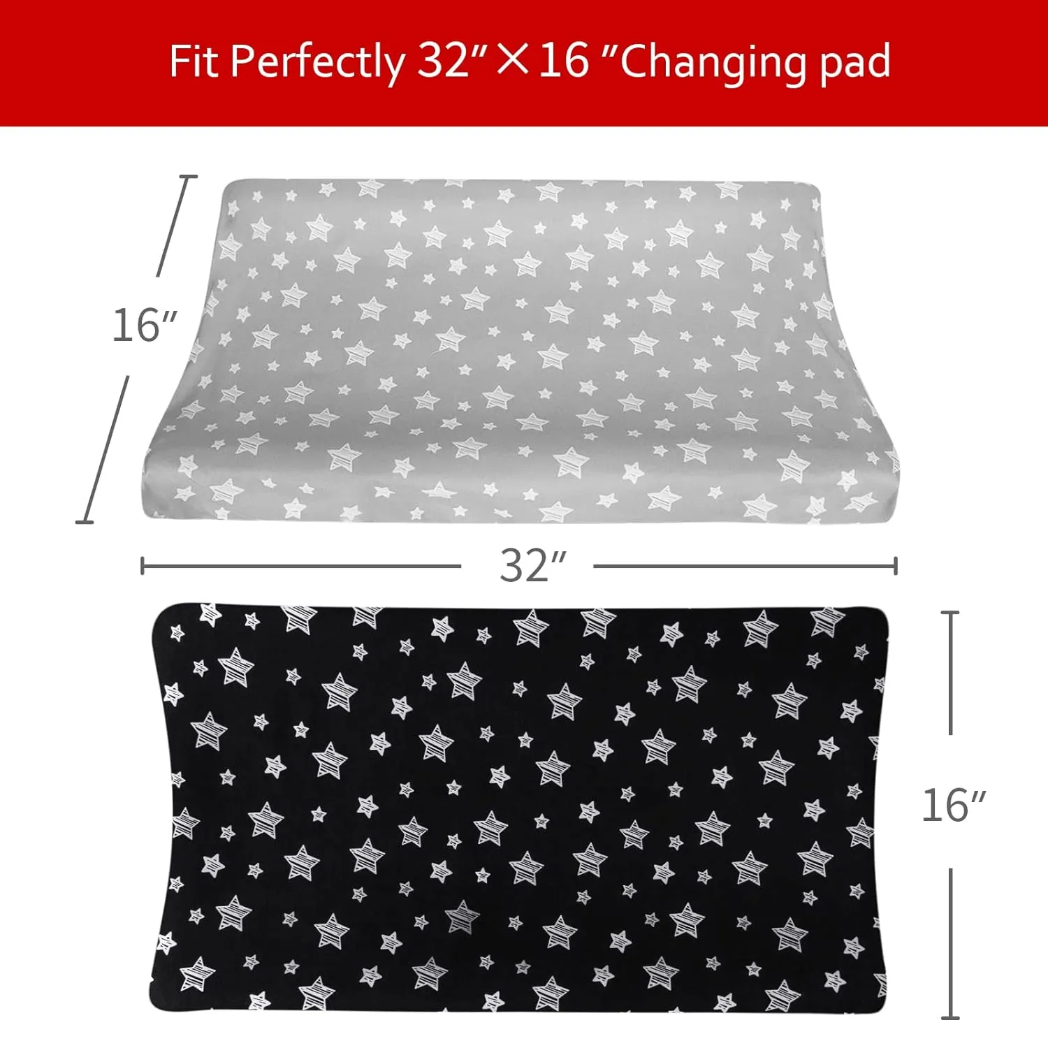 Changing Pad Cover for Boys 2 Pack, Lovely Print Soft Unisex Diaper Change Table Sheets, Fit 32"x16" Contoured Pad, Comfy Cozy 2-Pack Cradle Sheets