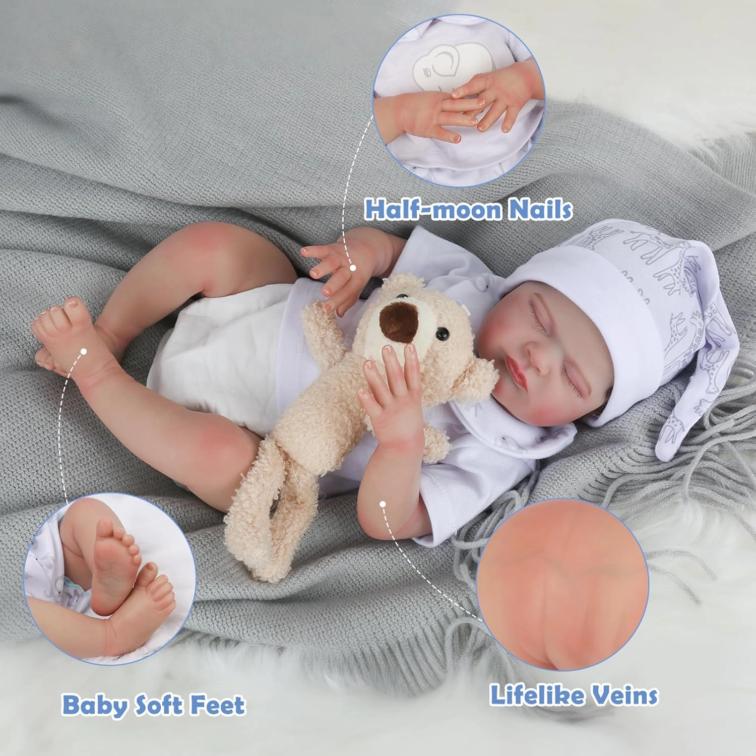CHAREX Lifelike Reborn Baby Dolls Boy - 18 Inch Realistic Baby Doll Looks Real Newborn Baby Dolls Real Life Baby Boy with Soft Weighted Body Gift Toy for Age 3 