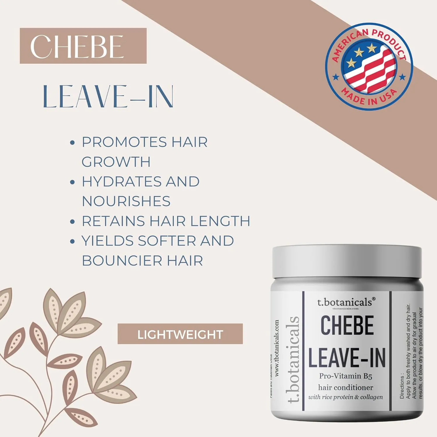 Chebe Leave In Conditioner Hair Growth with Provitamin B5, Thickening Strengthening Chebe Butter, Chebe Powder, Chebe Oil, Silk Amino Acids, Collagen (Citrus, 8 Ounce)
