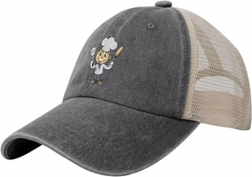 Chef with Spatula and Frying Pan Baseball Cap Women Men Mesh Back Denim Hat Vintage Trucker Hats Dad Caps