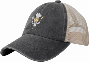 Chef with Spatula and Frying Pan Baseball Cap Women Men Mesh Back Denim Hat Vintage Trucker Hats Dad Caps