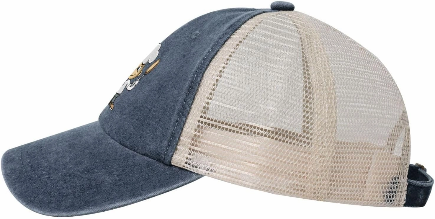 Chef with Spatula and Frying Pan Baseball Cap Women Men Mesh Back Denim Hat Vintage Trucker Hats Dad Caps