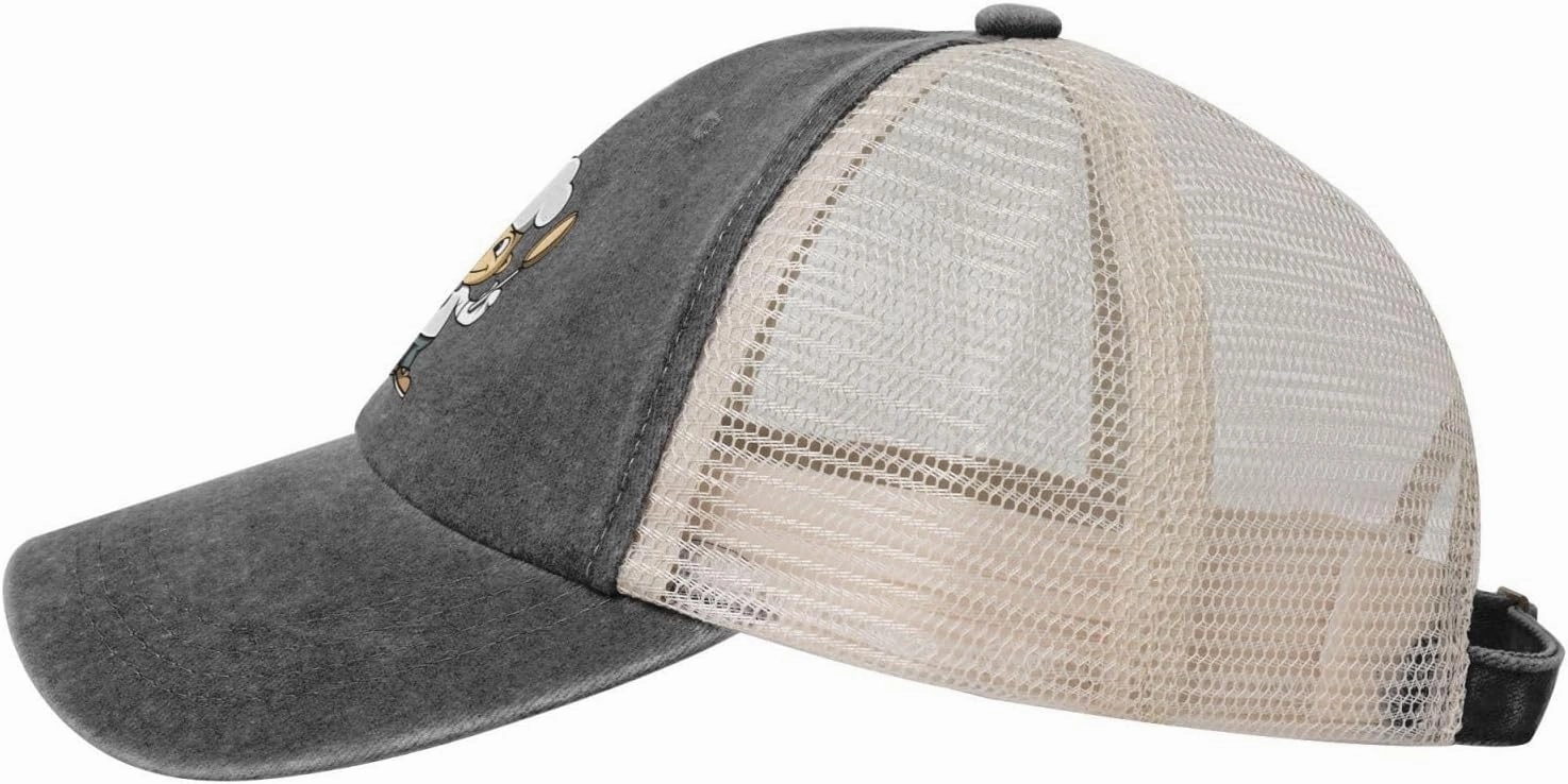 Chef with Spatula and Frying Pan Baseball Cap Women Men Mesh Back Denim Hat Vintage Trucker Hats Dad Caps