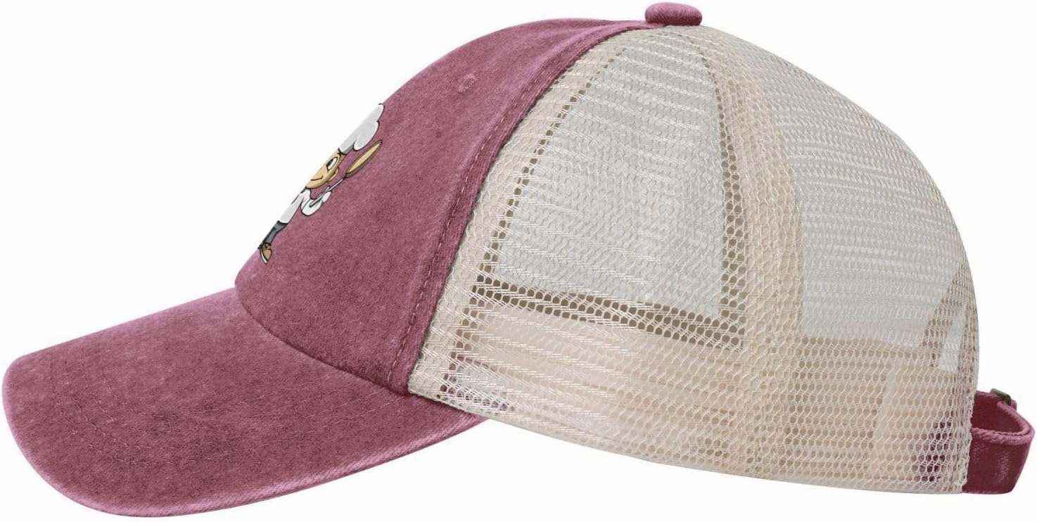 Chef with Spatula and Frying Pan Baseball Cap Women Men Mesh Back Denim Hat Vintage Trucker Hats Dad Caps