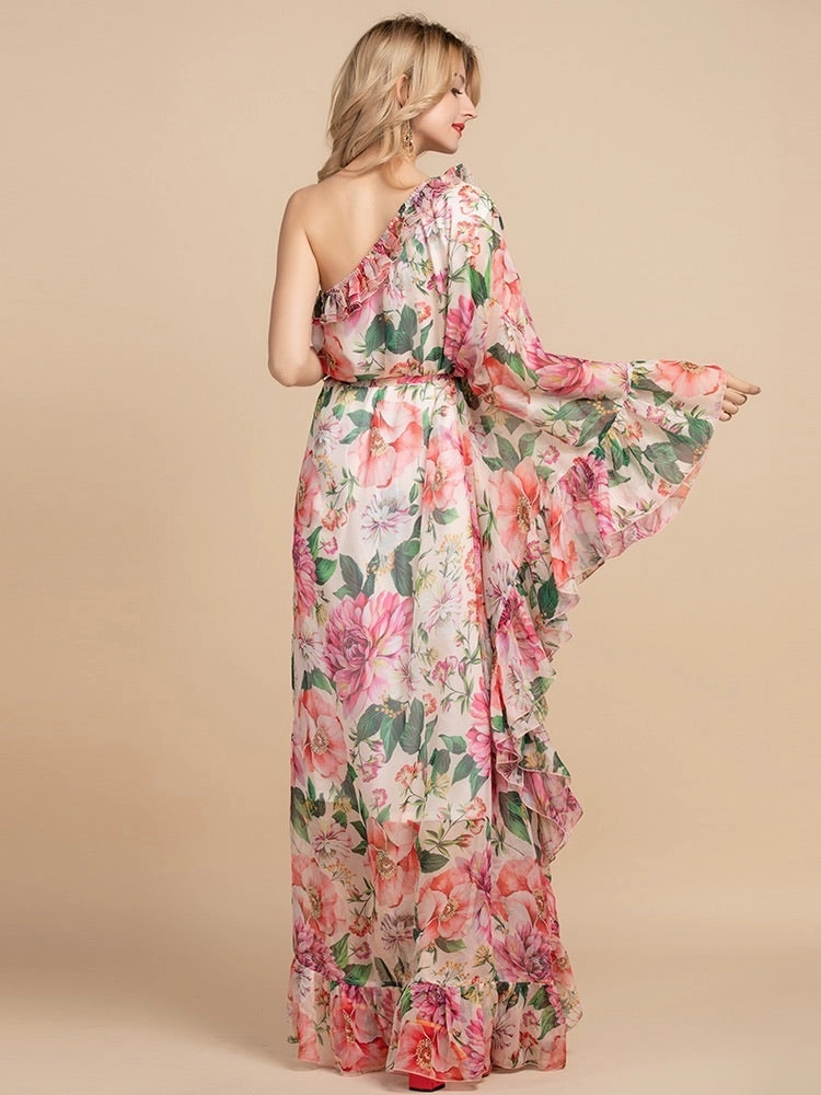 Chiffon Long Dress "Flowers"