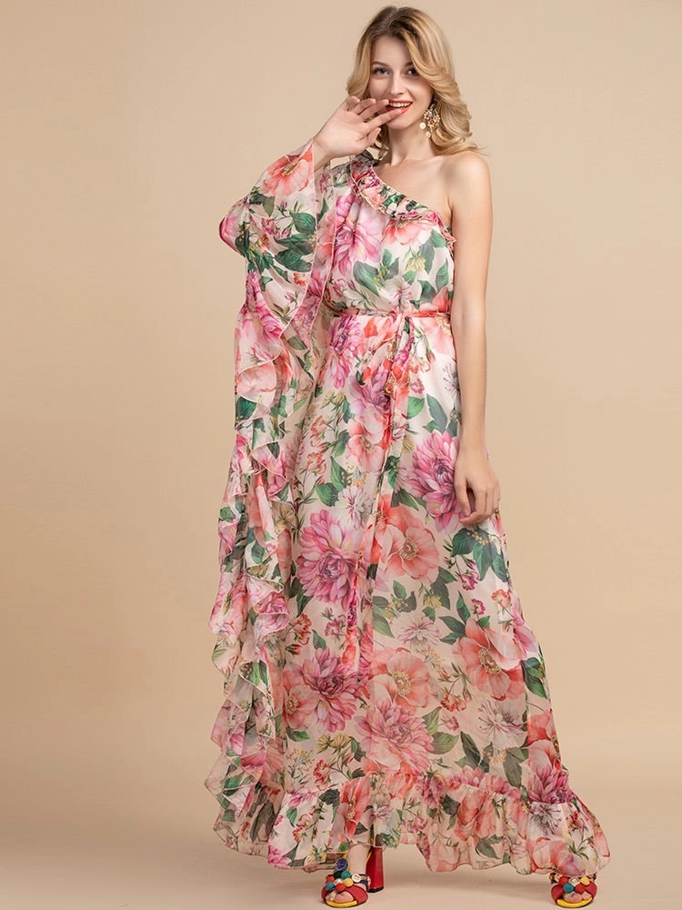 Chiffon Long Dress "Flowers"