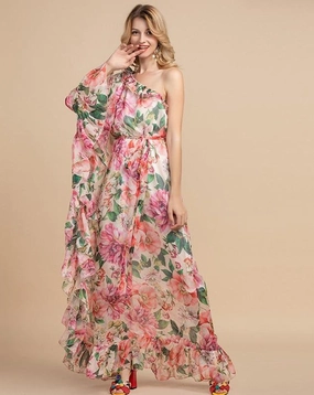 Chiffon Long Dress "Flowers"