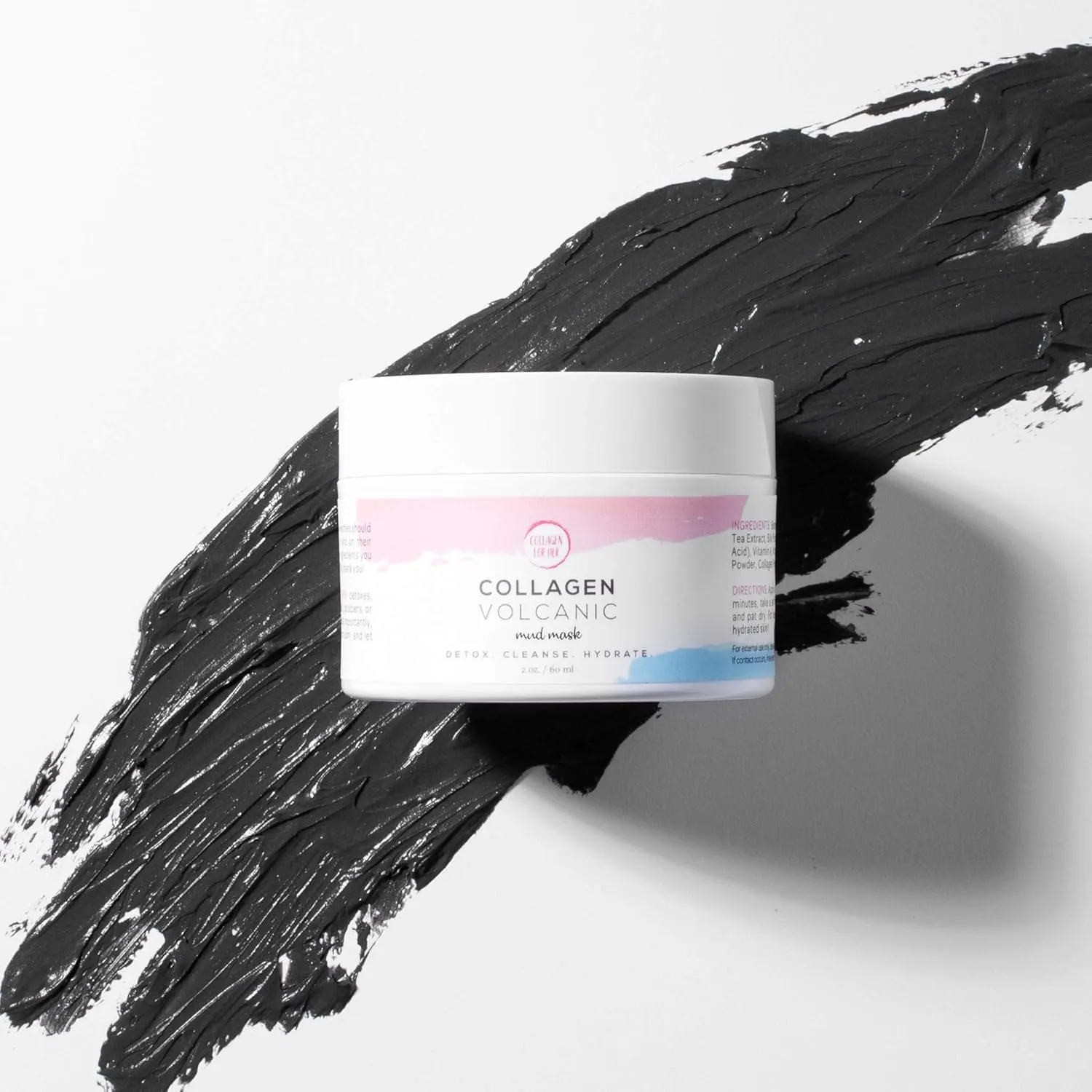 Collagen Volcanic Mud Mask - Natural Skincare for Oily, Dry, Normal Skintypes, Anti Aging, Cleanse, Hydrate, Detox