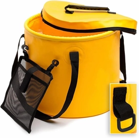 Collapsible Bucket with Lid, Folding Water Bucket, Portable Fishing Water Pail for Camping, Travel, Gardening, Portable Water Container Pail with Tool Mesh Pocket (Color : Yellow, Size : 10L)