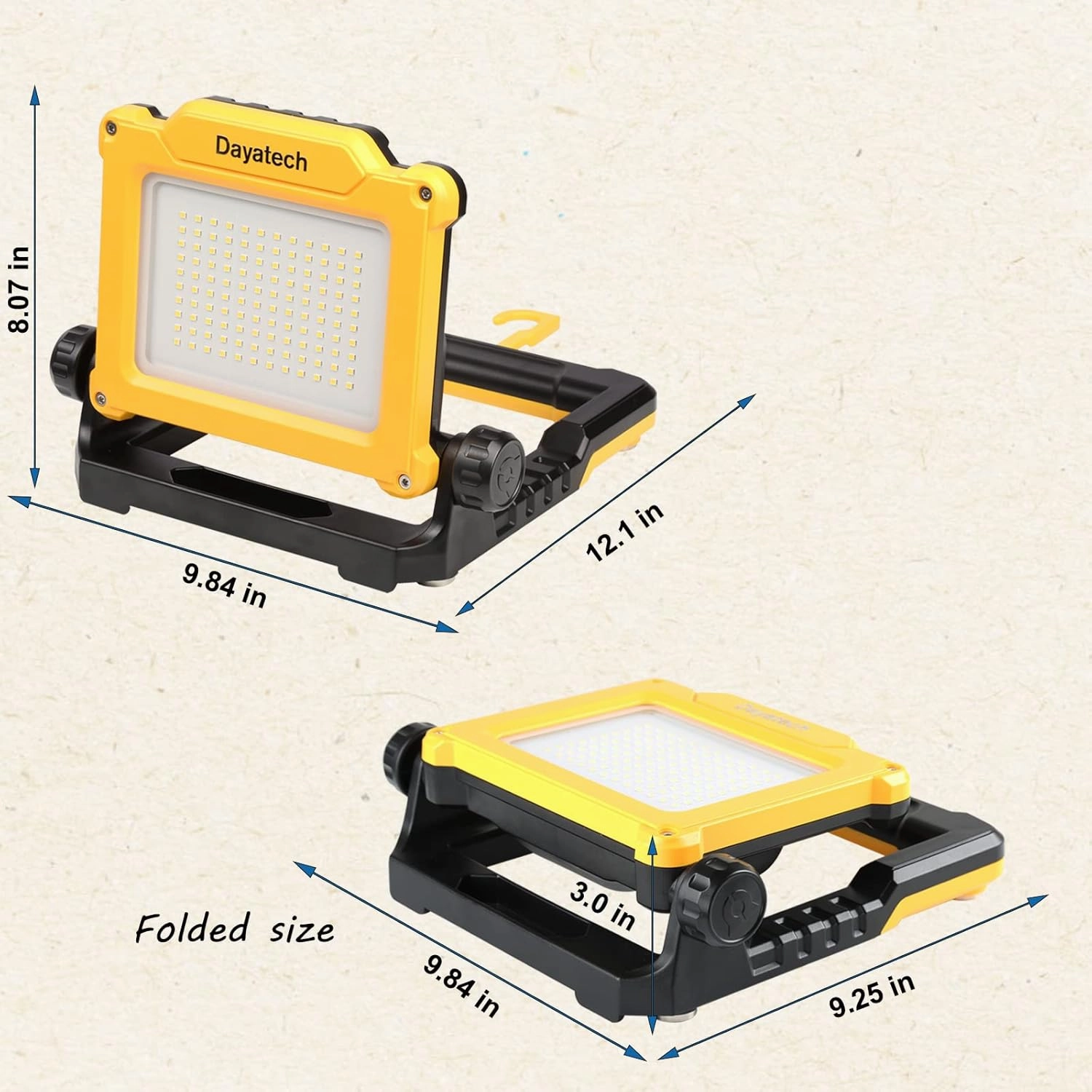 Cordless LED Work Light Compatible with Dewalt and Milwaukee 18-20V Battery Flickerless, 4000 LM 25 W Brightness Adjustable, Foldable Base with Magnets, (Light Only/Charger Not Included)