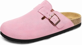 Cork Footbed Suede Clogs for Women - Memory Foam Orthopedic House Shoes with Arch Support Size 6-11