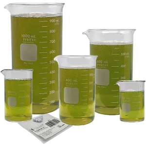 Corning Pyrex #1060 Beaker Set with Magnetic Stir Bars, Berzelius, Tall Form - 5 Sizes - 100, 200, 400, 600, and 1000ml