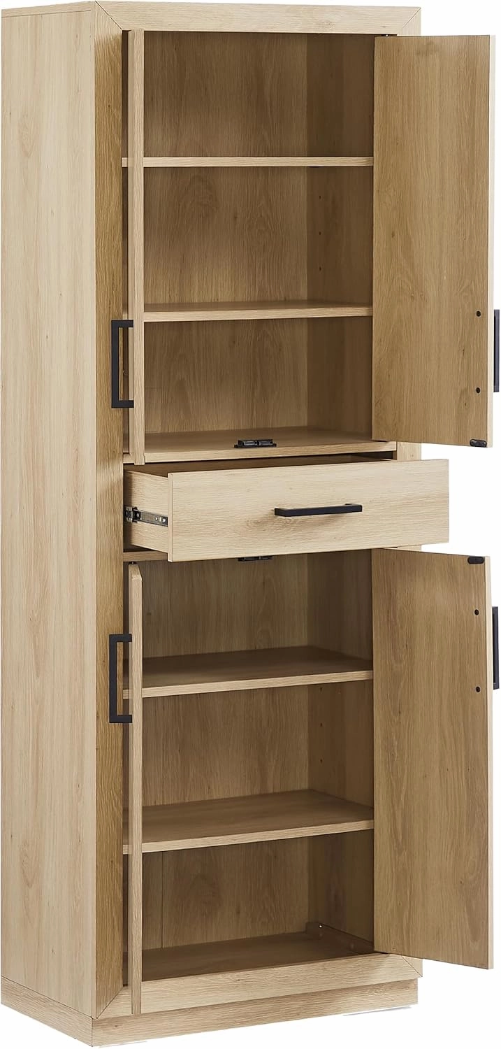 Crosley Furniture Isla Modern Kitchen Storage Pantry Cabinet with Shelves, Dining or Laundry Room, Ash