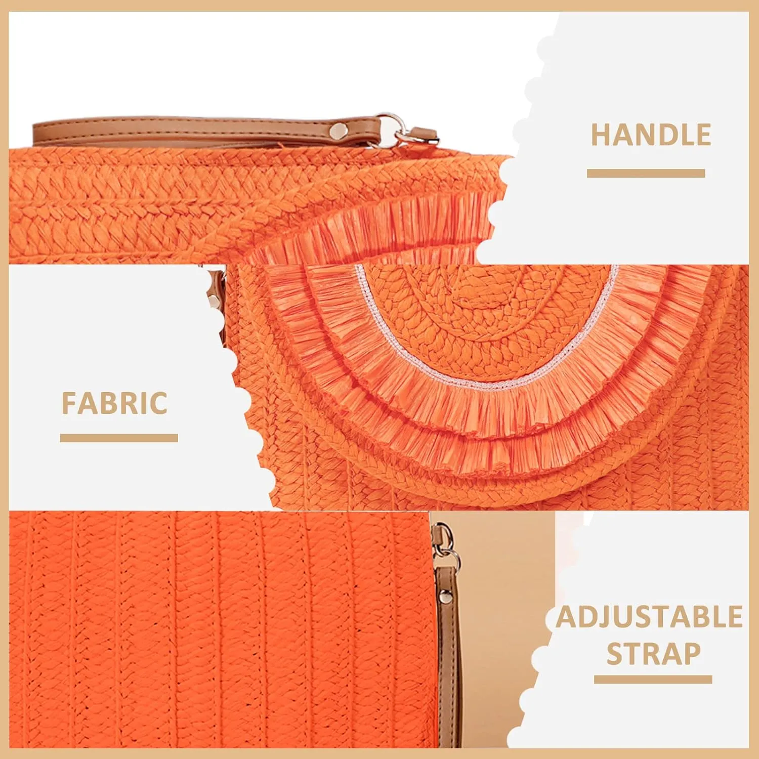 Crossbody Bags for Women, Straw Clutch Purses, Bohemian Handmade Woven Envelope Package, Tassel Handbags for Women