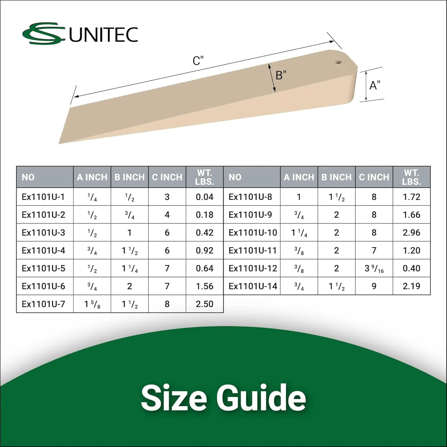 CS Unitec | Non-Sparking Aluminum Bronze Flange Wedge with Lanyard Hole | Metal Pipefitting Welding Tool | 3/4 in x 1-1/2 in x 6 in