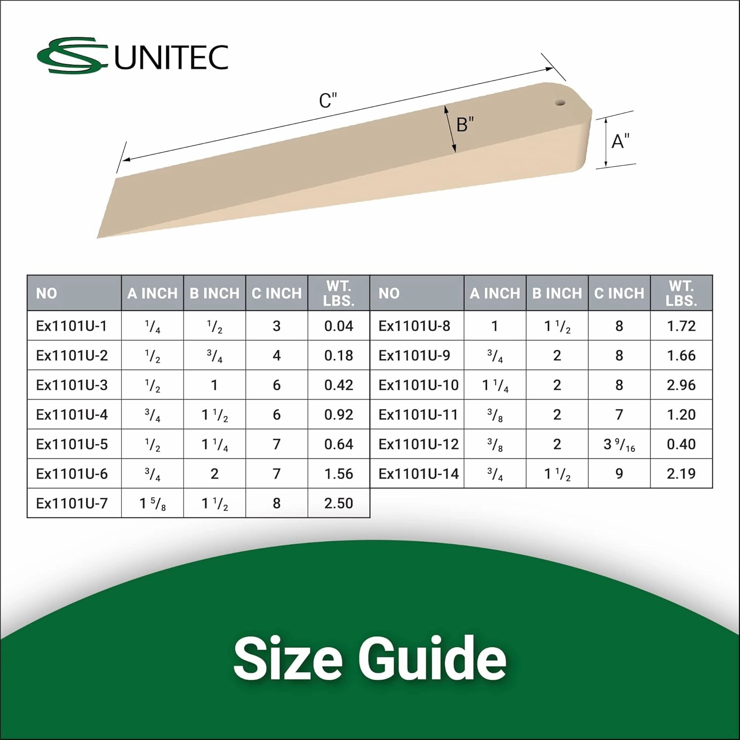 CS Unitec | Non-Sparking Aluminum Bronze Flange Wedge with Lanyard Hole | Metal Pipefitting Welding Tool | 1 in x 1-1/2 in x 8 in