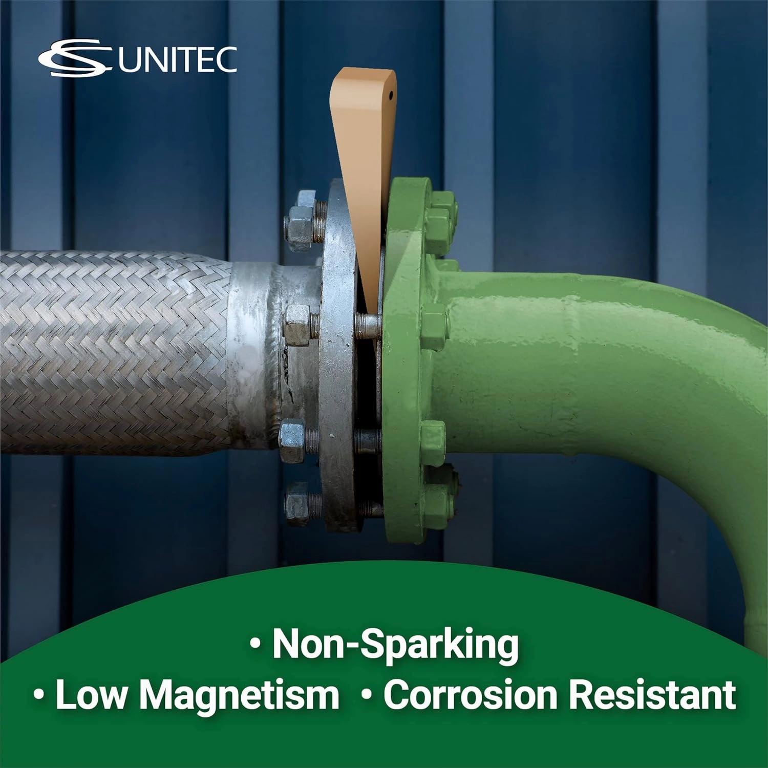 CS Unitec | Non-Sparking Copper Beryllium Flange Wedge with Lanyard Hole | Metal Pipefitting Welding Tool | 1/4 in x 1/2 in x 3 in