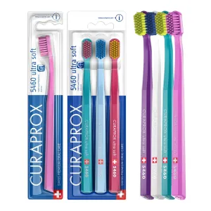 Curaprox 4 x CS 5460 Ultra Soft Adult Manual Toothbrush with 5460 Ultra Soft CUREN Bristles - 4 Pieces, Random Color