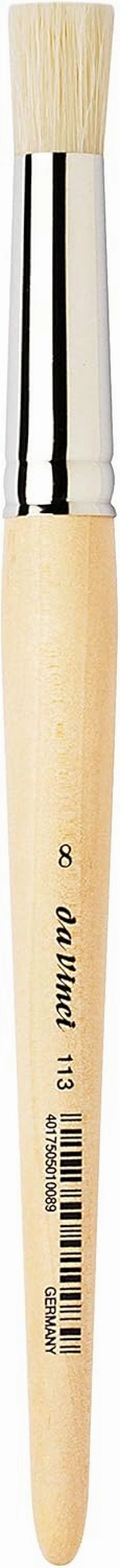 da Vinci Graphic Design Series 113 Stencil Brush, White Chinese Hog Bristle with Long Plainwood Handle, Size 8