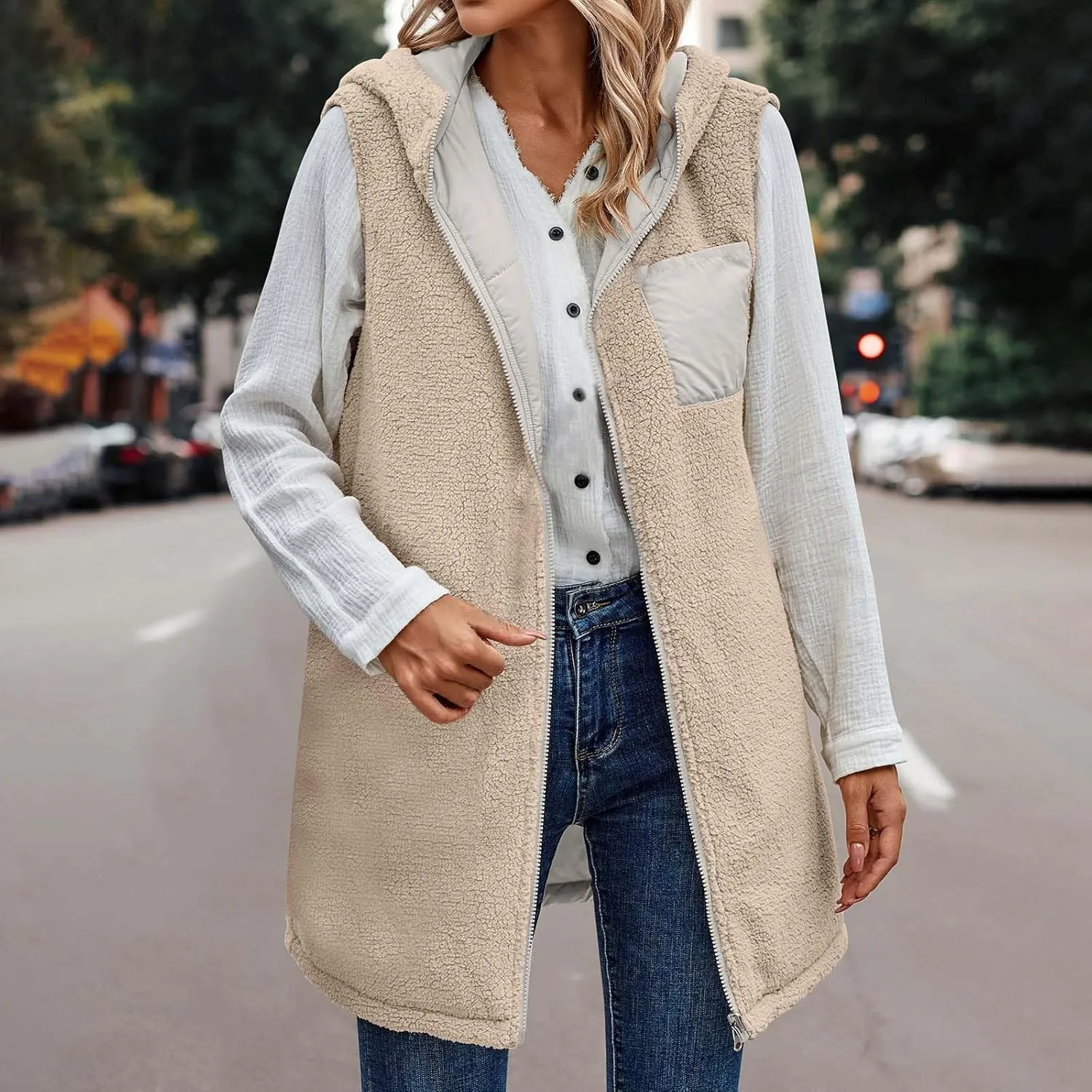 Dademeo Womens Warm Winter Coats Reversible Fleece Long Hooded Puffer Jackets Outerwear 2023 Fashion Solid Cotton Trench Coat