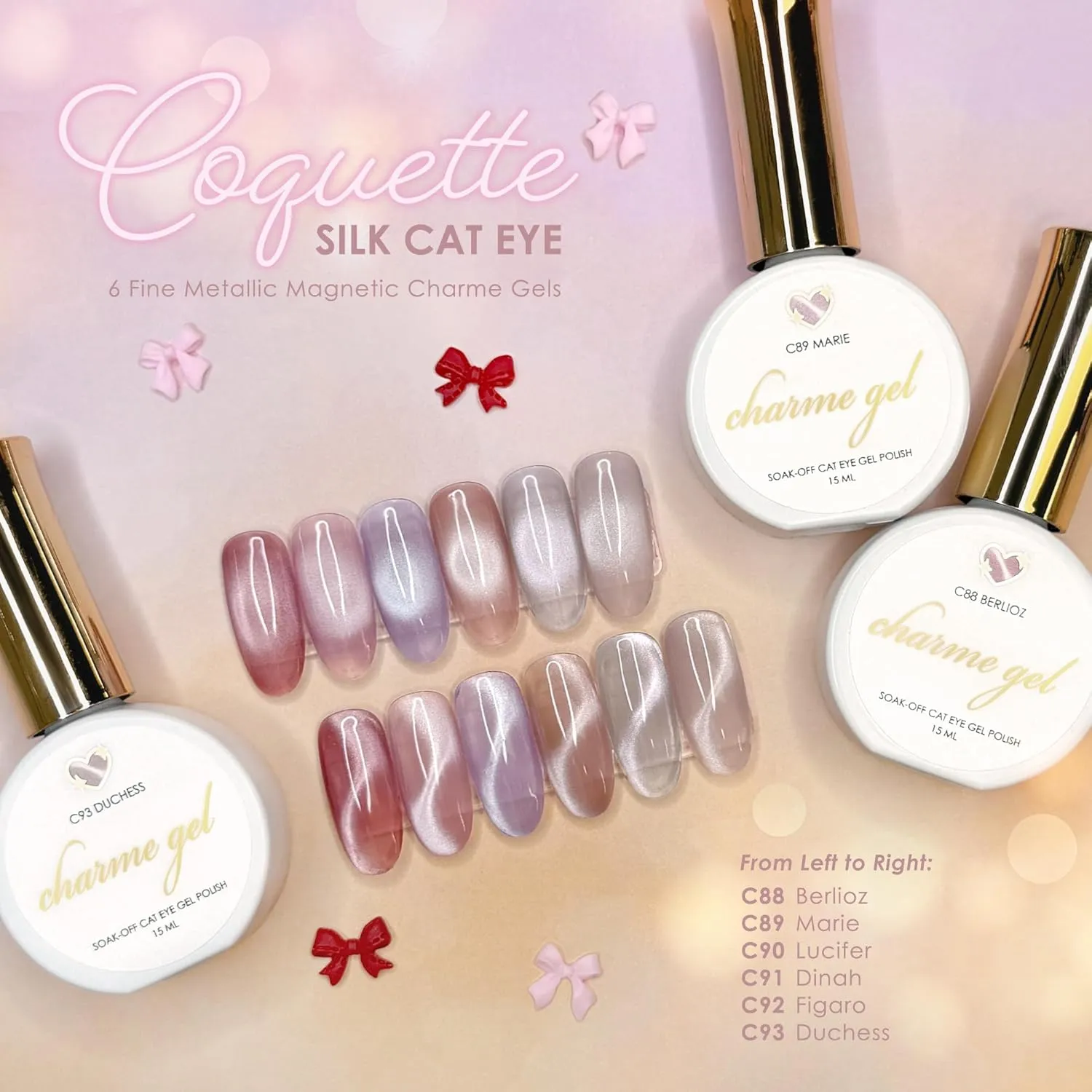 Daily Charme Velvet Coquette Silk Cat Eye C93 Duchess Magnetic Gel Nail Polish Collection 15ml Soak Off UV Led Gel Nail Polish, Home DIY/Nail Salon Manicure (Light Beige)