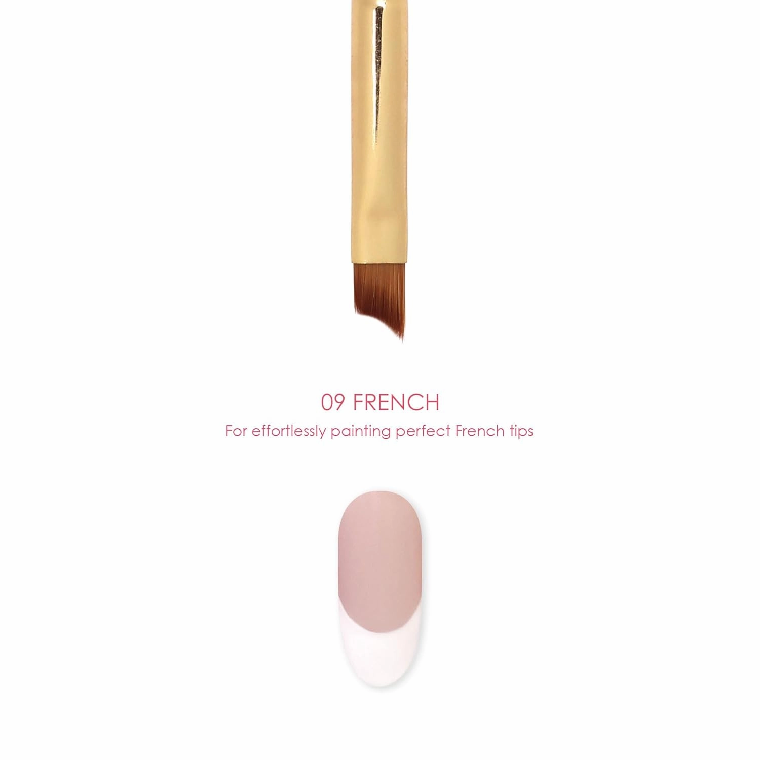 Daily Charme Nail Art Brush - 09 French, Slanted Flat Rectangle Brush, Curved Edge, Drawing Tool for French Tips