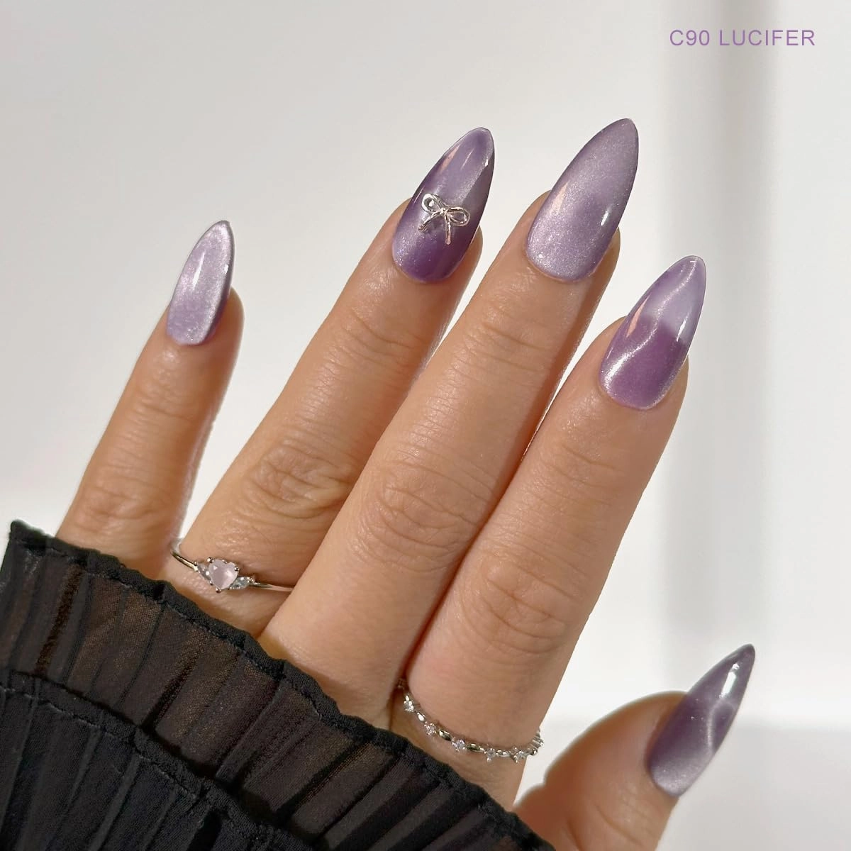 Daily Charme Velvet Coquette Silk Cat Eye C90 Lucifer Magnetic Gel Nail Polish Collection 15ml Soak Off UV Led Gel Nail Polish, Home DIY/Nail Salon Manicure (Royal Lilac Purple)