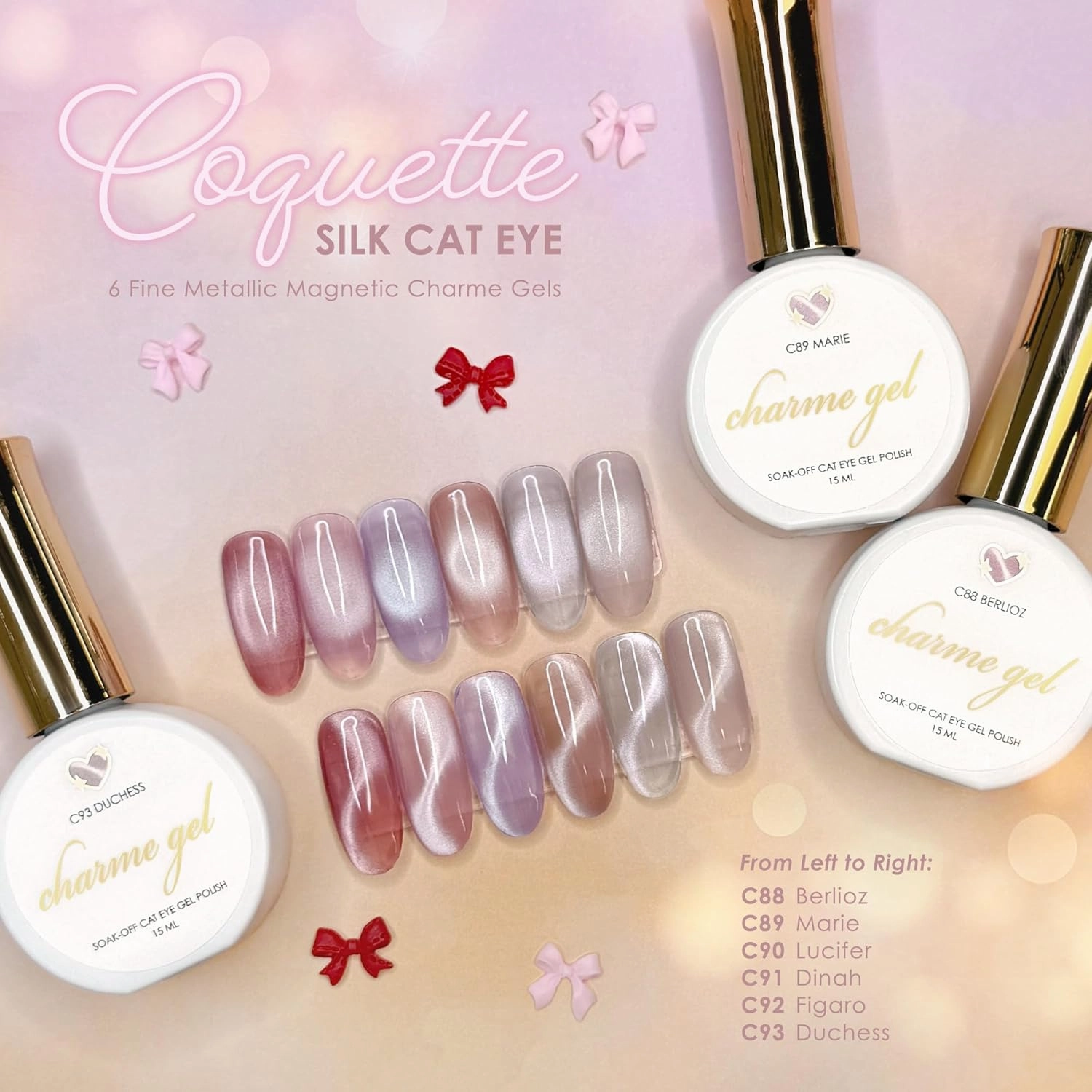 Daily Charme Velvet Coquette Silk Cat Eye C90 Lucifer Magnetic Gel Nail Polish Collection 15ml Soak Off UV Led Gel Nail Polish, Home DIY/Nail Salon Manicure (Royal Lilac Purple)