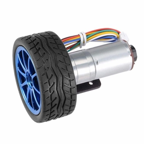 DC 6V DIY Encoder Gear Motor with Mounting Bracket 65mm Wheel Kit Micro Speed Reduction Motor Mini Motor for Art Car Robot Model DIY Engine Toy(100RPM)