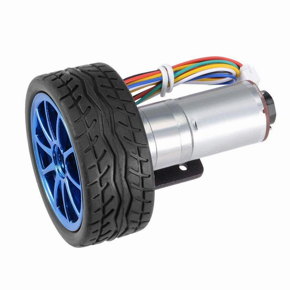 DC 6V DIY Encoder Gear Motor with Mounting Bracket 65mm Wheel Kit Micro Speed Reduction Motor Mini Motor for Art Car Robot Model DIY Engine Toy(100RPM)